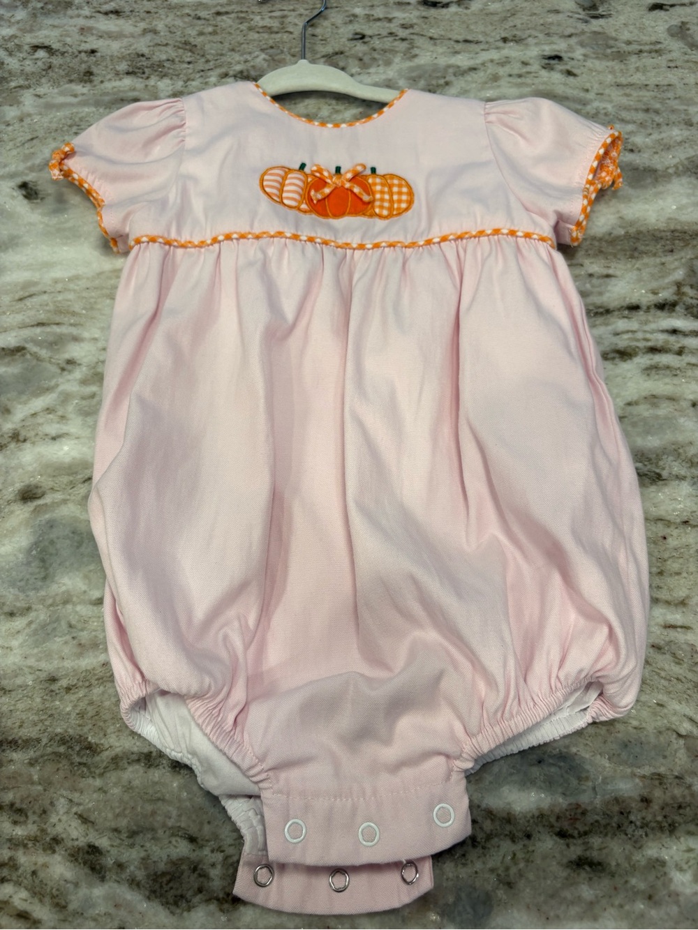 Pink Pumpkin Appliqué Baby One-Piece Bodysuit